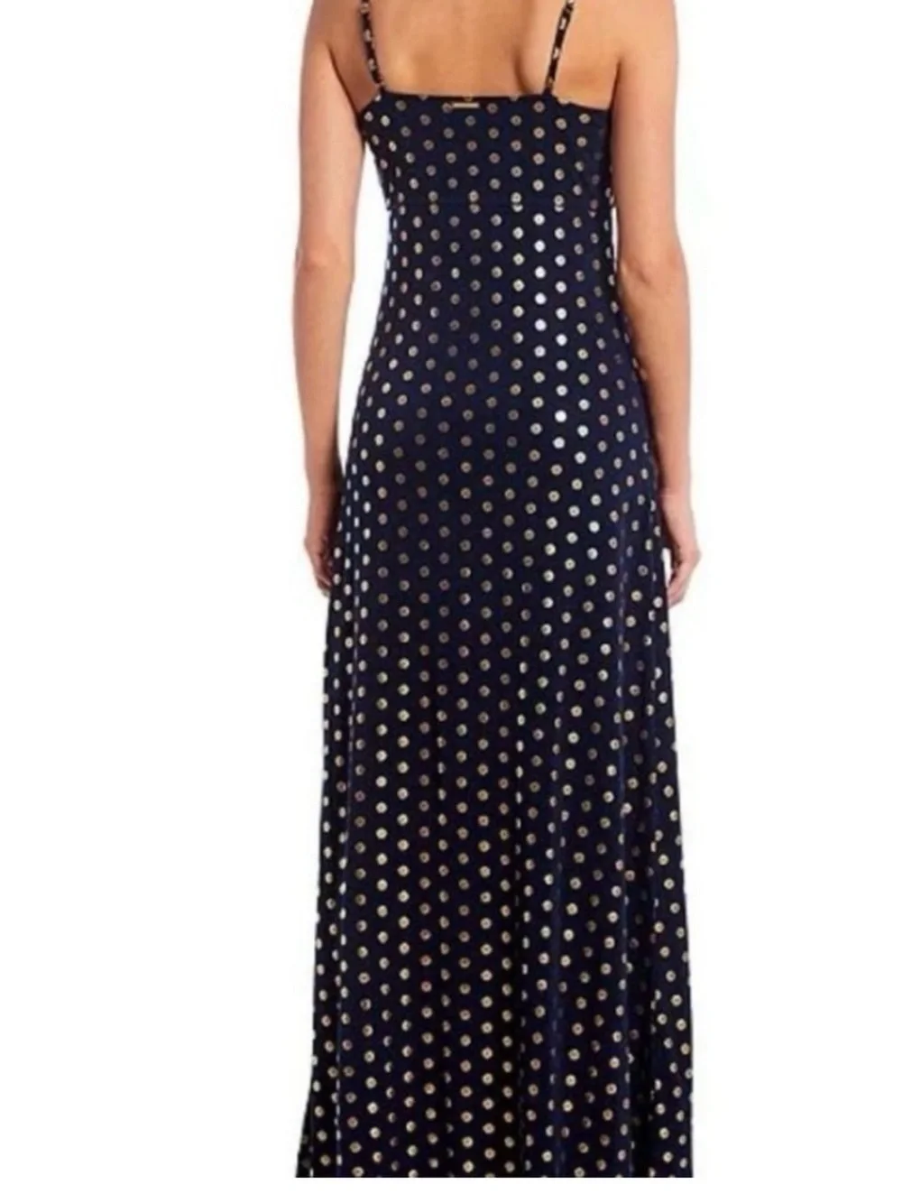 Michael Kors Navy Maxi Dress with Gold Dots